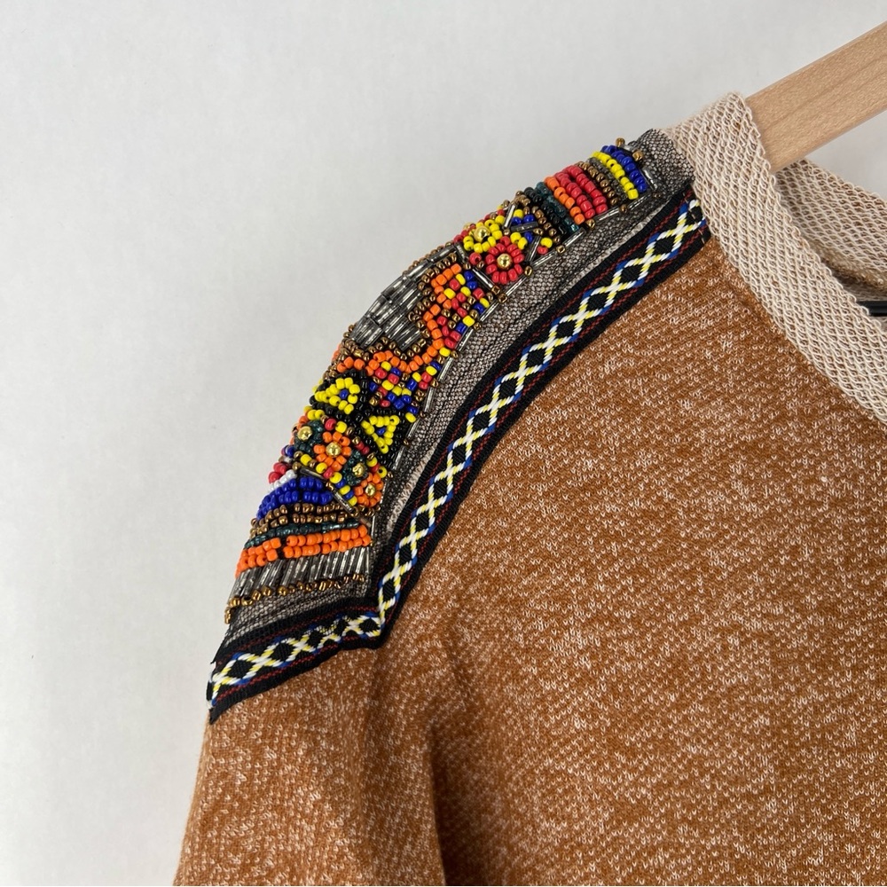 Daytrip Beaded Embellished Shoulders Heathered Knit 3/4‎ Sleeve Dolman Top L - Picture 4 of 12